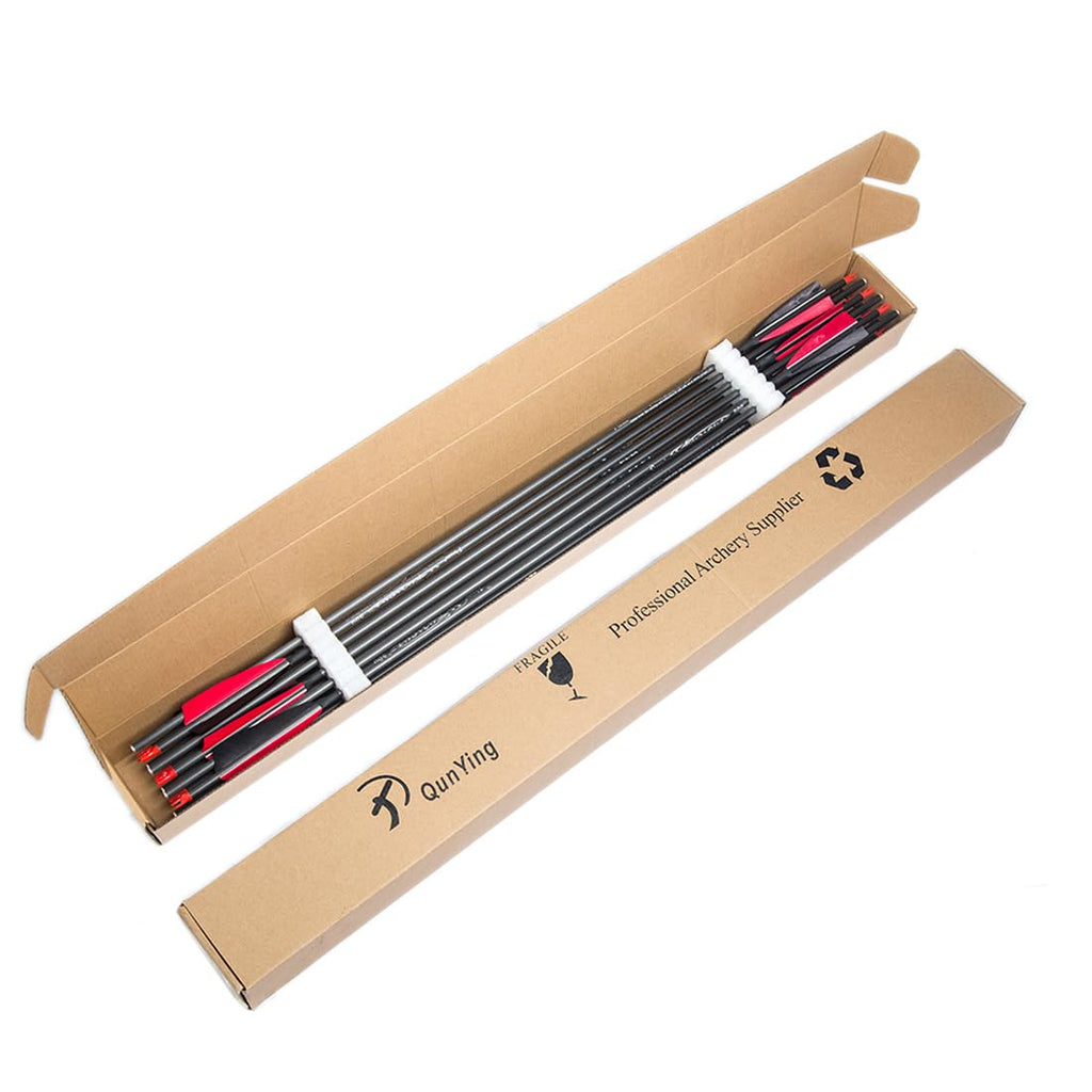 Pinals Archery 300 340 400 500 600 700 800 Spine Carbon Arrows for Compound Recurve Bow Traditional Longbow 30 32 Inch Shafts Hunting Target Feather Arrow 12PCS 700