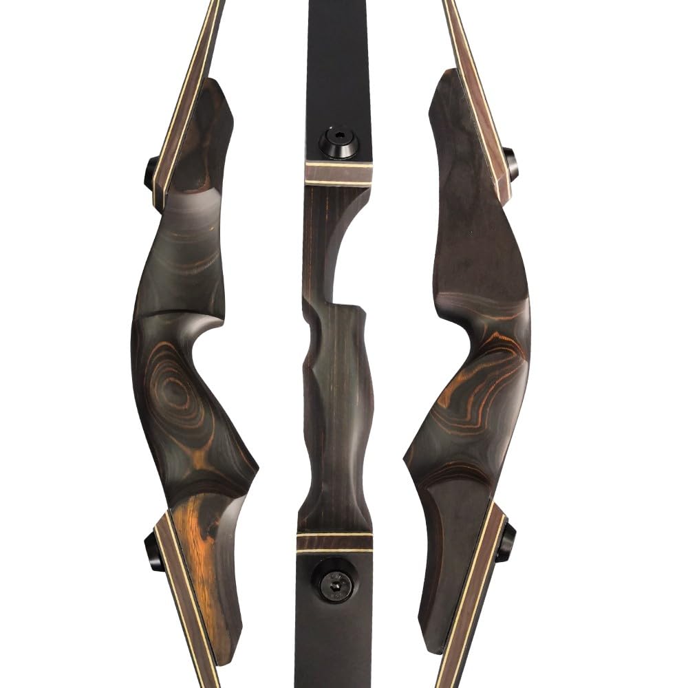 60" Black Hunter Takedown Recurve Bow 20-60 Lbs Traditional Wood Right Handed Bow American Hunting Longbow for Hunting Target Practice (Black Brown, 25 Lbs)