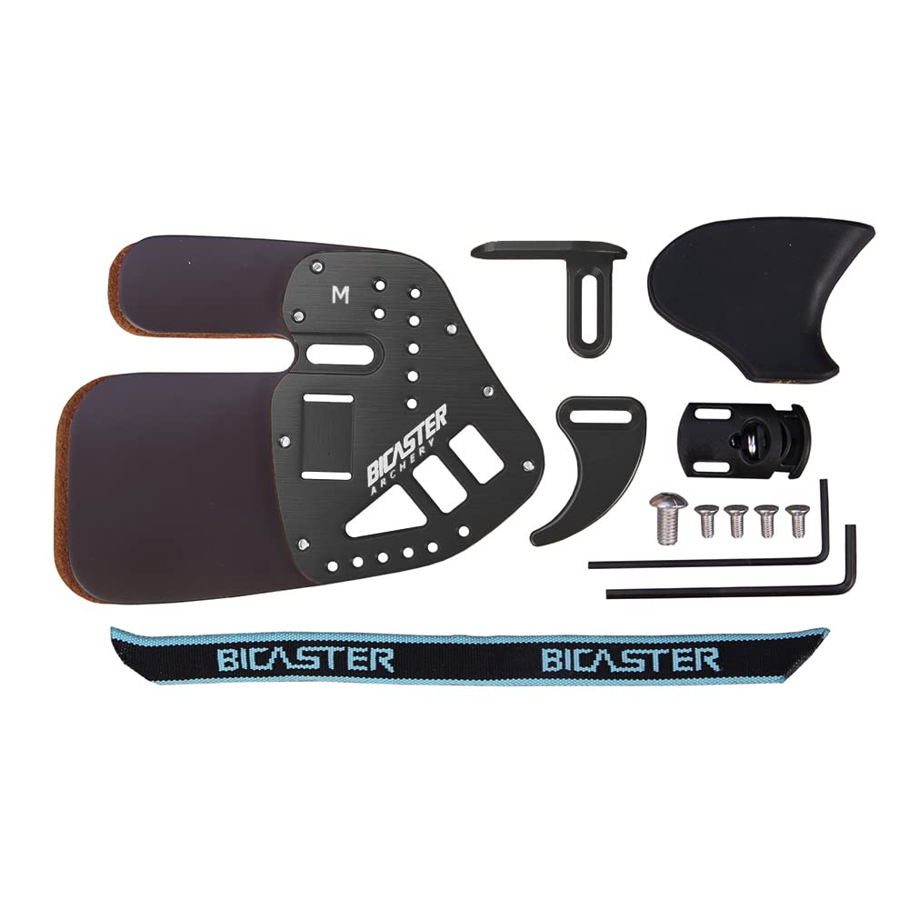 BICASTER ASA Finger Tabs Cowhide Face+Aluminum Plate for Olympic Recurve (Medium, Right Handed)