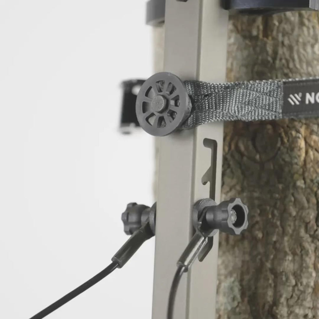 NOVIX Helo Ultra Lightweight Hang On Tree Stand - Cast Aluminum Platform Lock On Tree Stand w/Seat Cushion, Adjustable Seat - Made in The USA, Classic