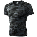 Camo Black Compression Shirts Men Short Sleeve Workout Gym T-Shirt Running Tops Cool Dry Sports Base Layer Undershirts