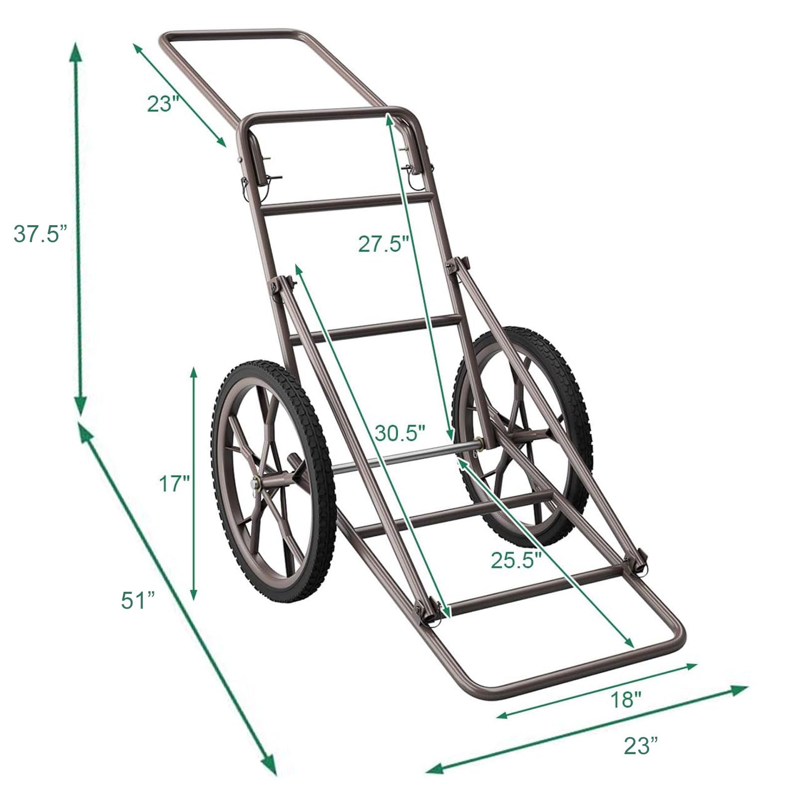 GYMAX Deer Cart, Heavy-Duty 500 lbs Folding Game Carts with 17" Big Wheels & Metal Frame, All-Terrain Hawk Crawler Deer Cart Game Hauler for Hunting