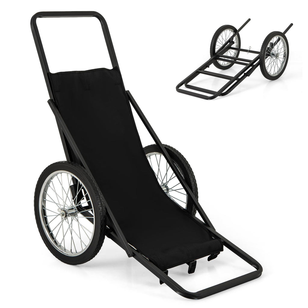 Tangkula Deer Cart, 550 LBS Deer Cart Game Hauler with Polyester Liner, 2 Big Rubber Wheels, 2 Buckle Straps, Ergonomic Handle, Heavy-Duty Folding Game Cart for Hunting, Hiking, Fishing