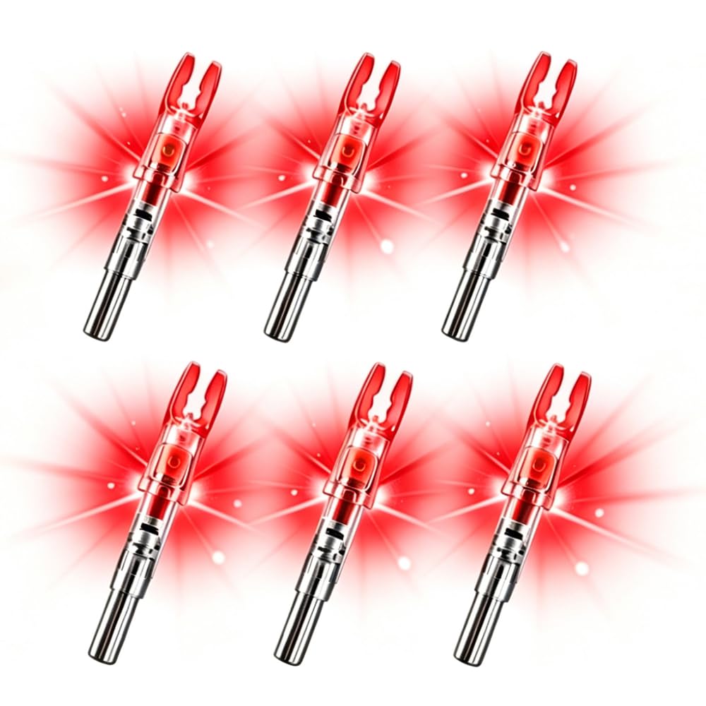 JIANZD 6PCS Lighted Nocks for Arrows with .204/.233/.244/.246-5.2mm Inside Diameter Bolts with ON/Off Switch Light up Knocks Compound Bow Arrow Nocks for Hunting Shooting (5.2-Red-6pcs)