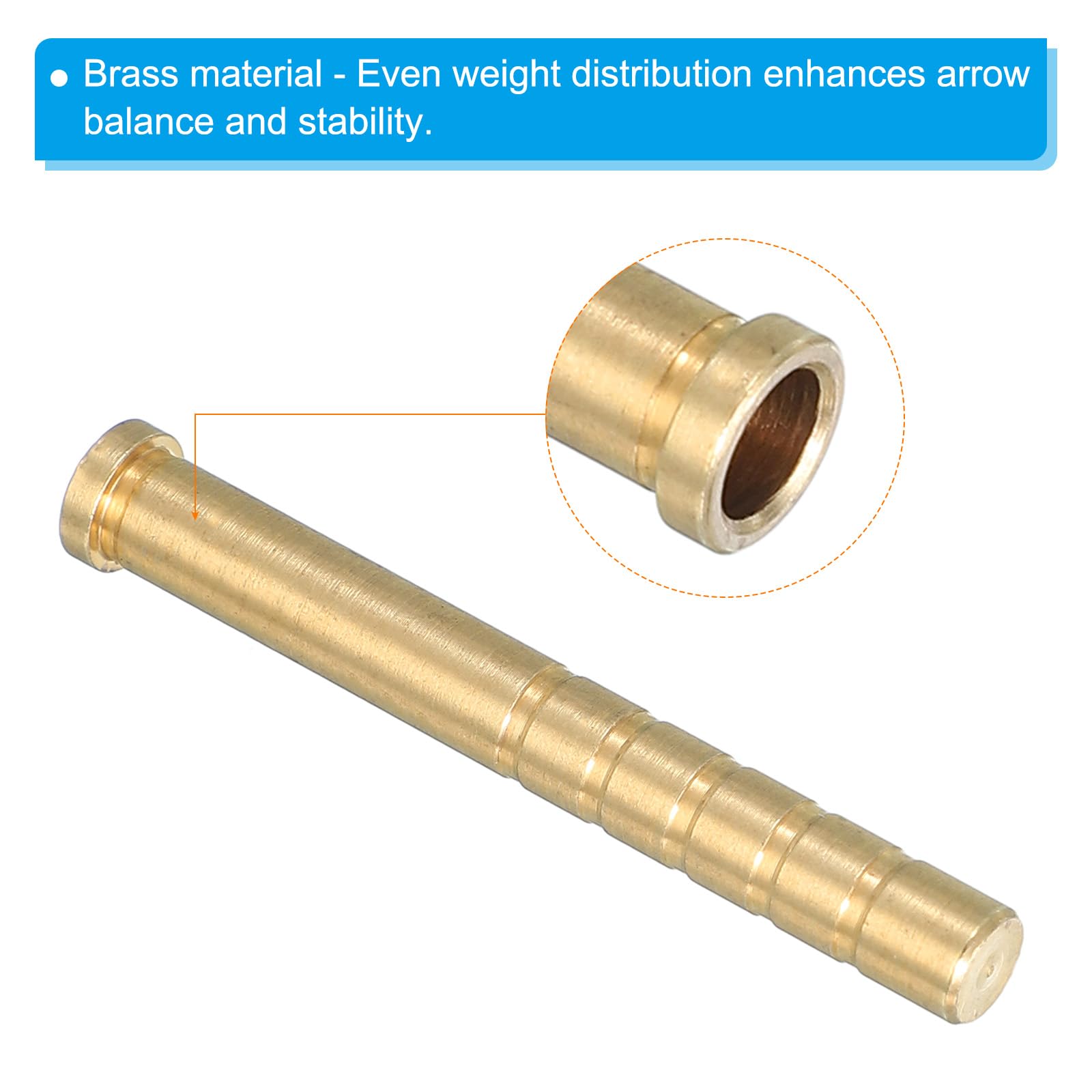 PATIKIL 150 Grain Archery Arrow Brass Insert, 9 Packs Insert Screw Copper Brass Arrow for .244/6.2mm Carbon Arrows