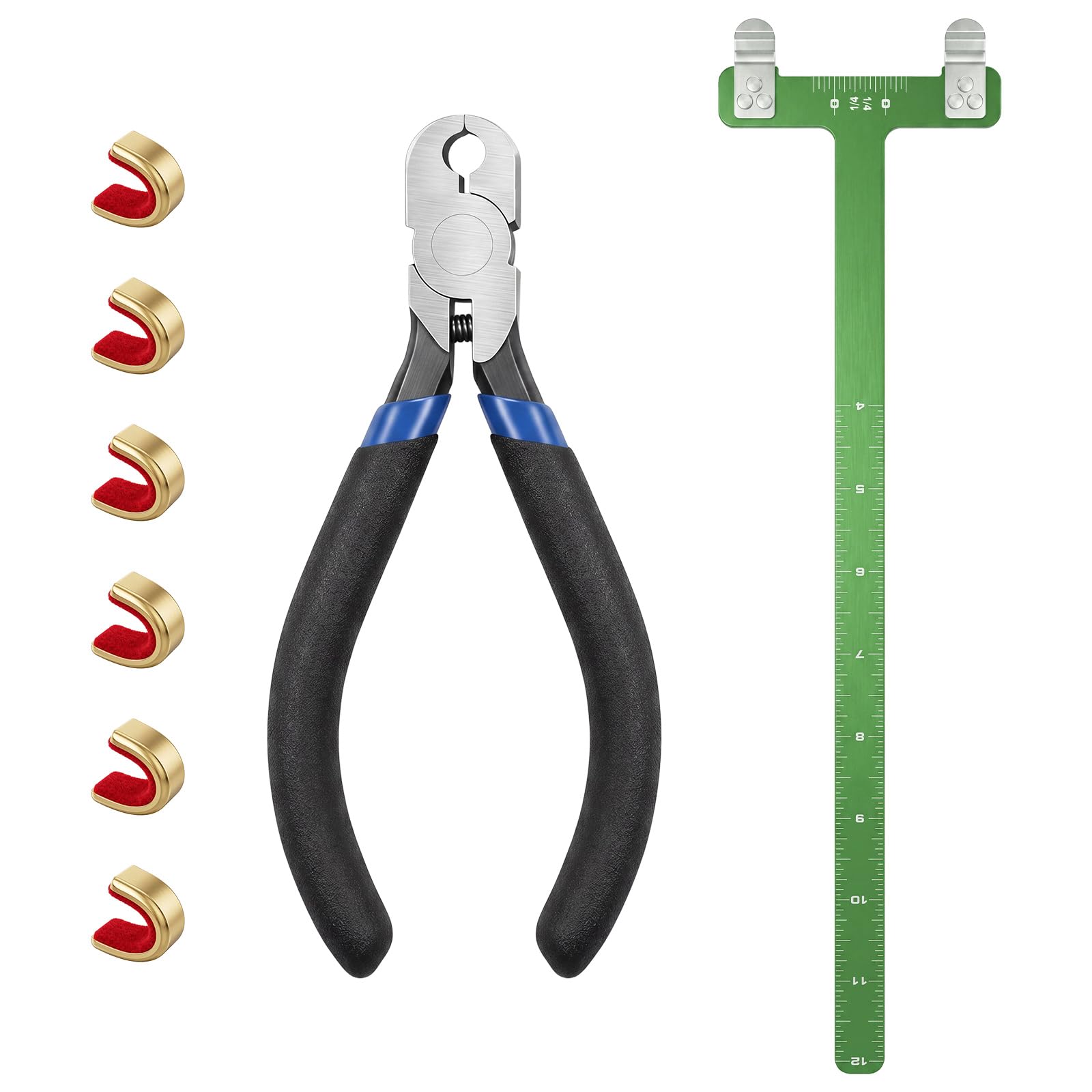 Zonon Bow String Nocking Points Pliers Strings Knock Set T Shape Bow Square Ruler Nocking Buckle Pliers Recurve Turning Kit Archery (Green)