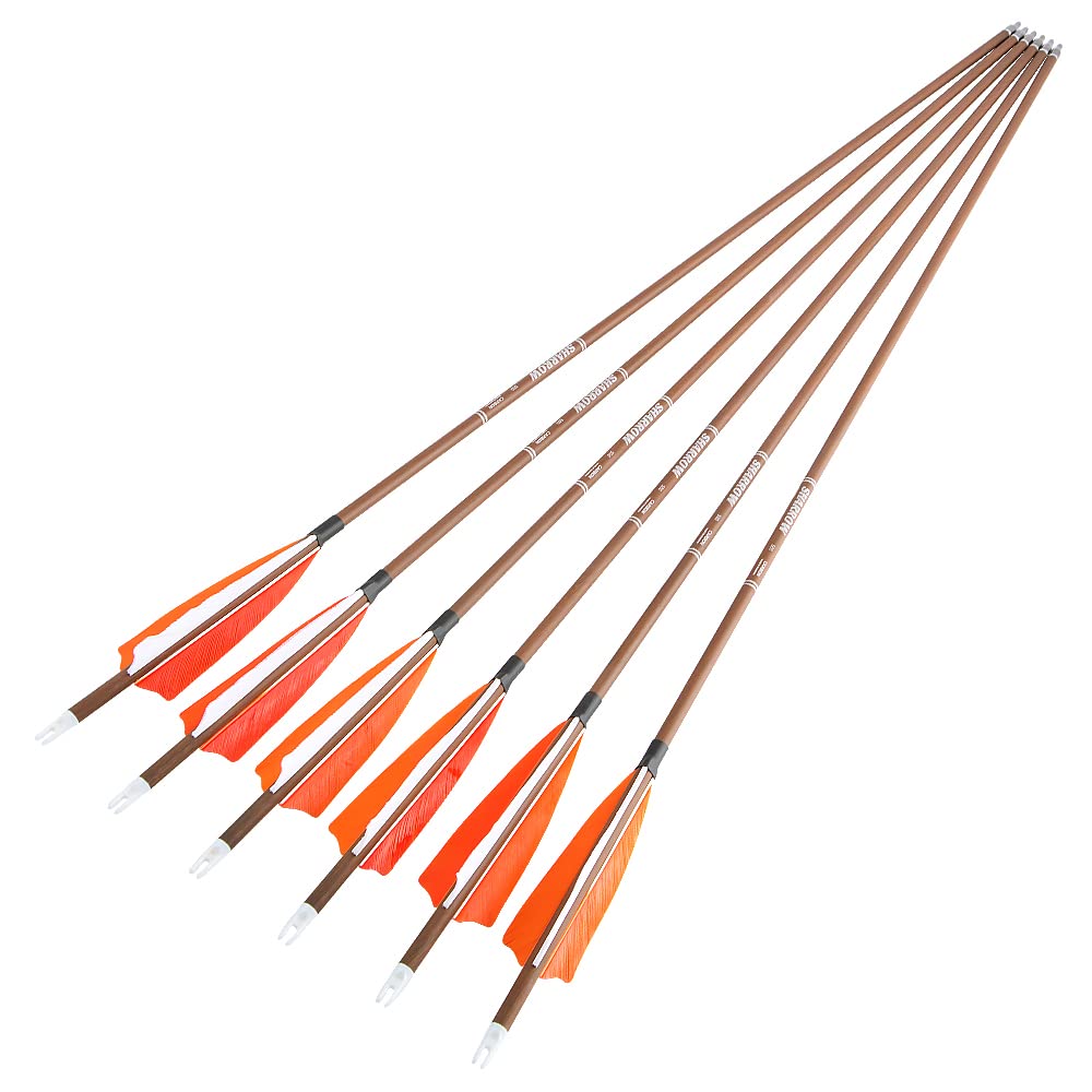 ZSHJGJR 31" Archery Carbon Arrows Spine 340 400 500 600 Hunting Arrows with Removable Tips Natural Feather Targeting Arrows for Compound & Recurve & Traditional Bow 6/12pcs (6, Orange, Spine 400)