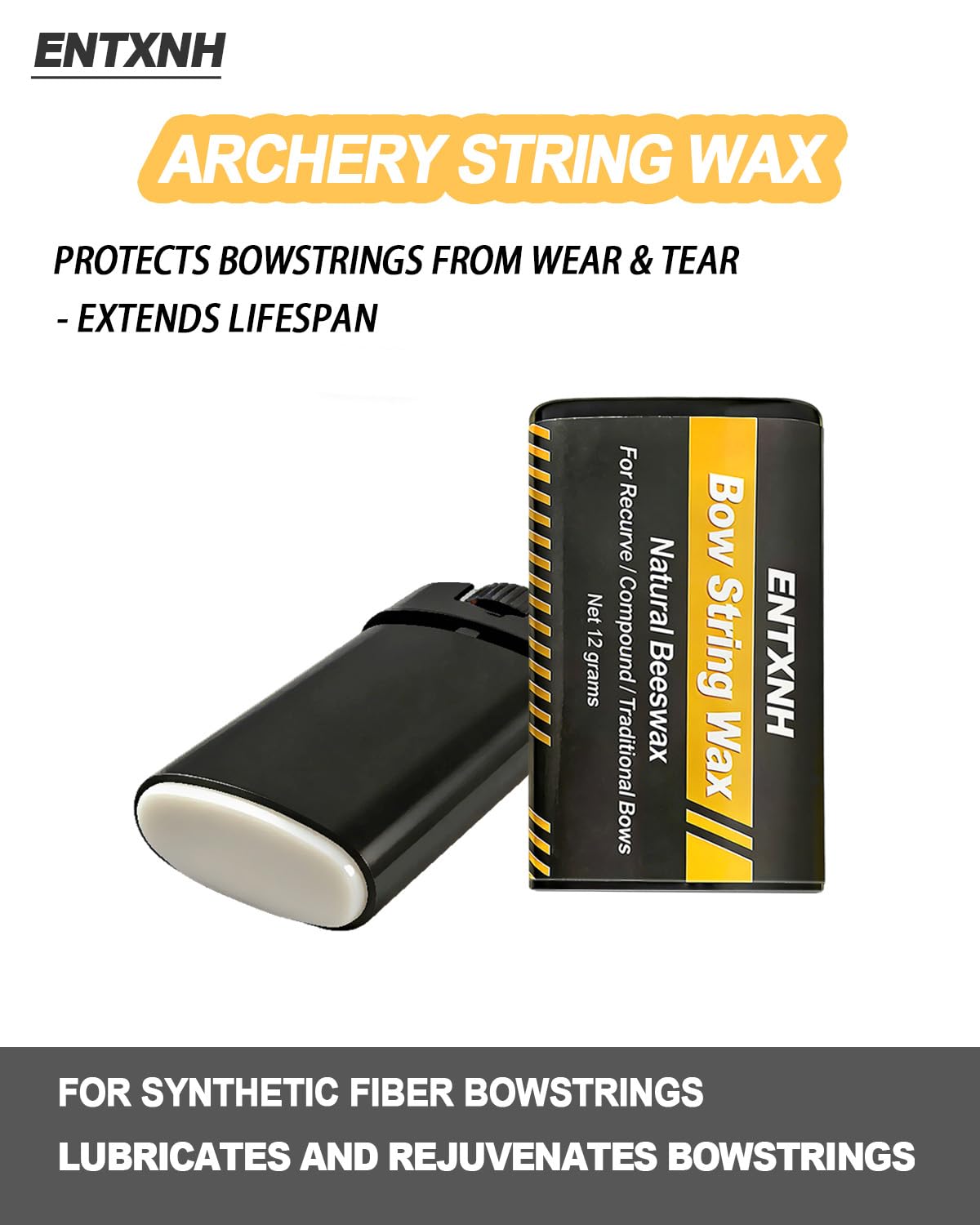 ENTXNH Archery Bowstring Wax, Natural Beeswax Anti-Fray Waterproof Bow String Conditioner for Crossbow Rail, Recurve & Compound Bow Synthetic Bowstrings Essential Archery Accessories