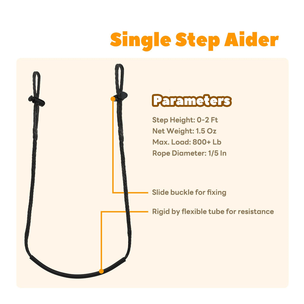 ZIVOXIA Climbing Stick Aider for Hunting, Daisy Chain Single Step Aider, Hand-Braided 1.5Ft Lightweight Rope Ladder Tree Stand Step - Weighs Only 1.6 Ounces