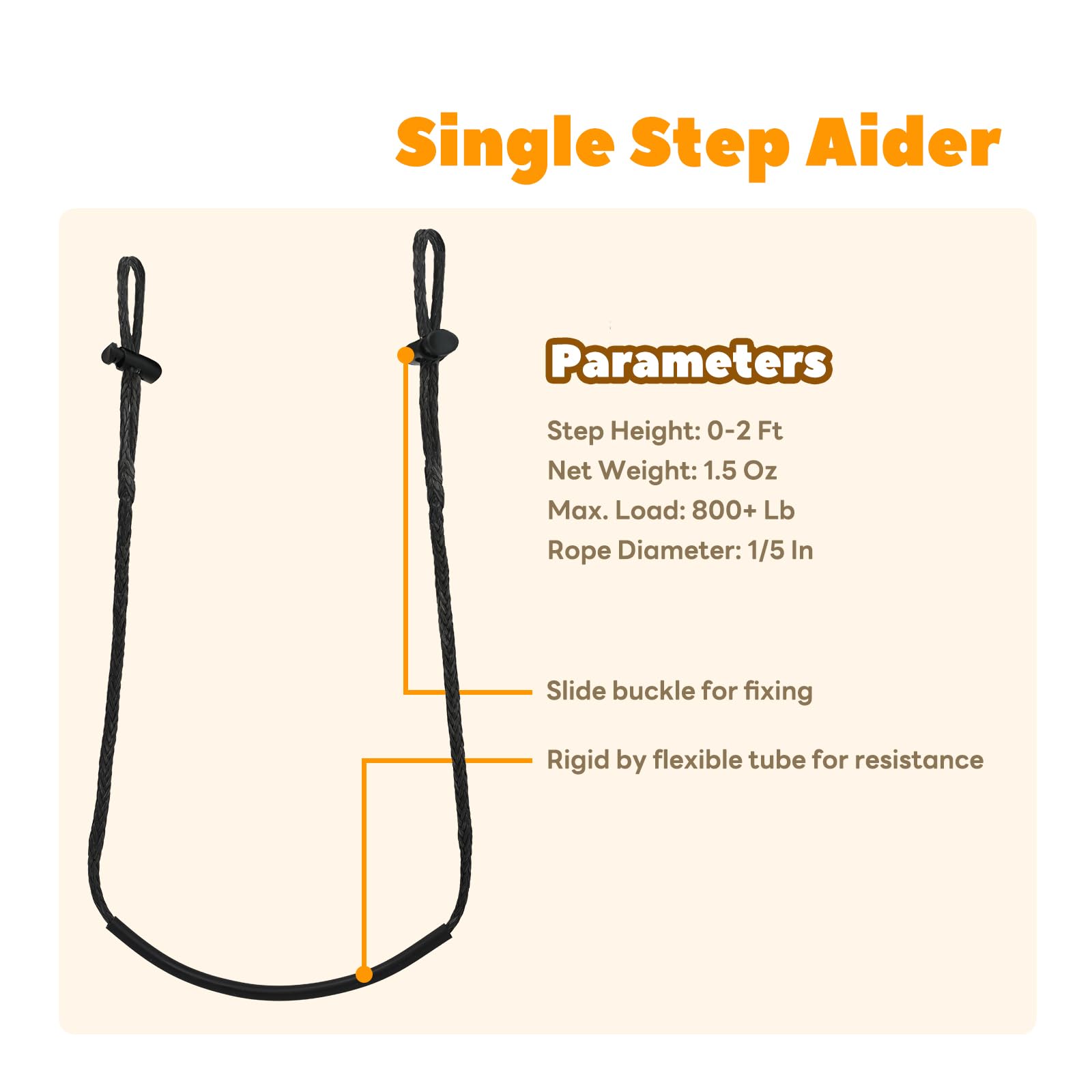 ZIVOXIA Climbing Stick Aider for Hunting, Daisy Chain Single Step Aider, Hand-Braided 1.5Ft Lightweight Rope Ladder Tree Stand Step - Weighs Only 1.6 Ounces