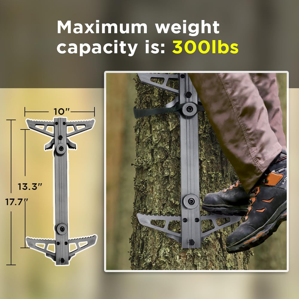 Sebnux Aluminum Hunting Climbing Stick Lightweight Hunting Climbing Step Non-Slip Tree Climbing Stick with Fold Up Steps (4, 18 Inch)