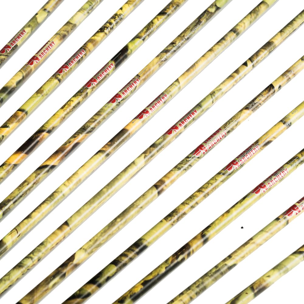 Archery 30" 32" 400 500 Spine Carbon Hunting Arrows Turkey Feather for Compound Recurve Bow Longbow Practice Target Camo Arrow Pack of 12PCS