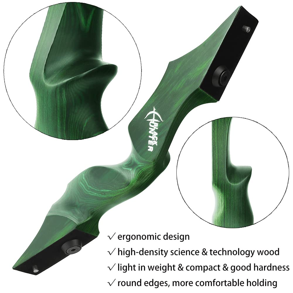 ZSHJGJR 60” Black Hunter Original Recurve Bow and Arrow Set 20-60lbs American Hunting Longbow Archery Bow Right/Left Handed for Outdoor Hunting Shooting Practice (Green, 45lbs, Left Hand)