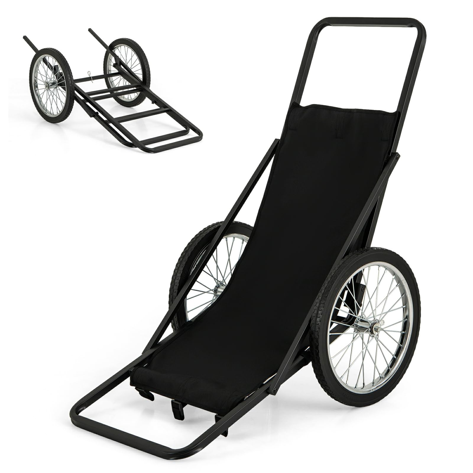Moccha Deer Cart, 500 LBS Folding Game Cart with Polyester Liner, 20" Rubber Wheels, Ergonomic Handle, 2 Buckle Straps, Heavy-Duty Hunting Game Hauler or Hunting Fishing Hiking