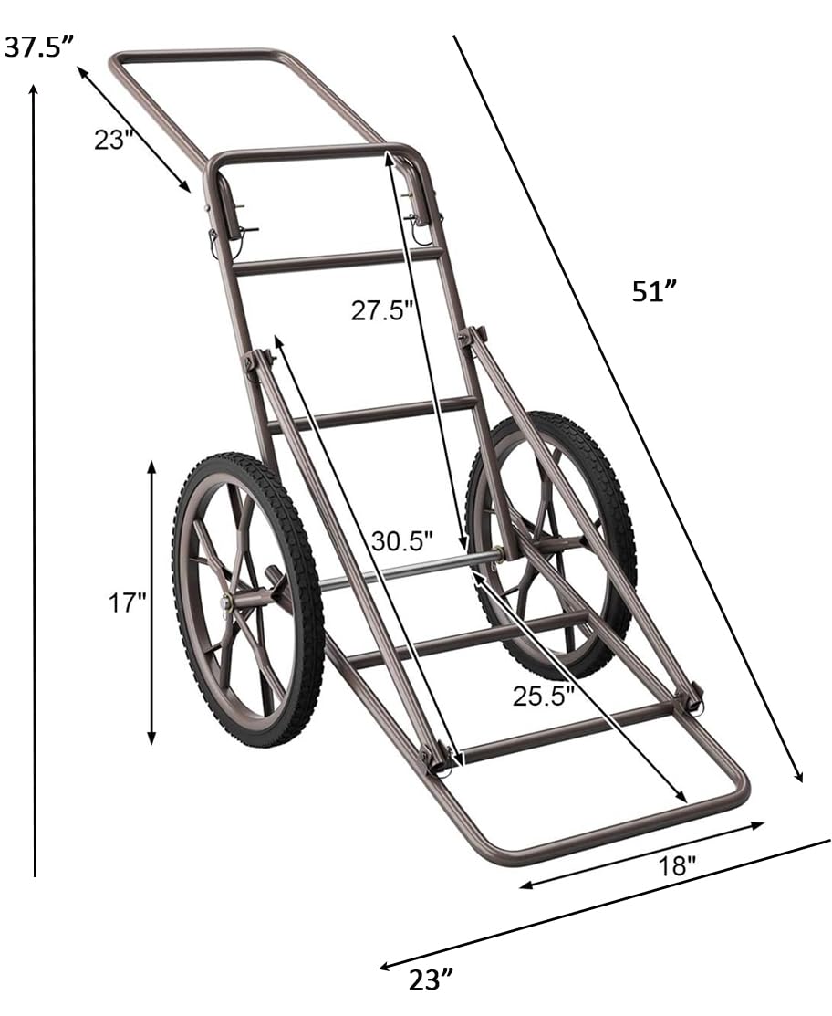 Goplus Folding Deer Cart, 500LBS Deer Hauler with Big Rubber Wheels, Heavy Duty Metal Hunting Game Cart for Animals, Firewood, Hiking, Fishing