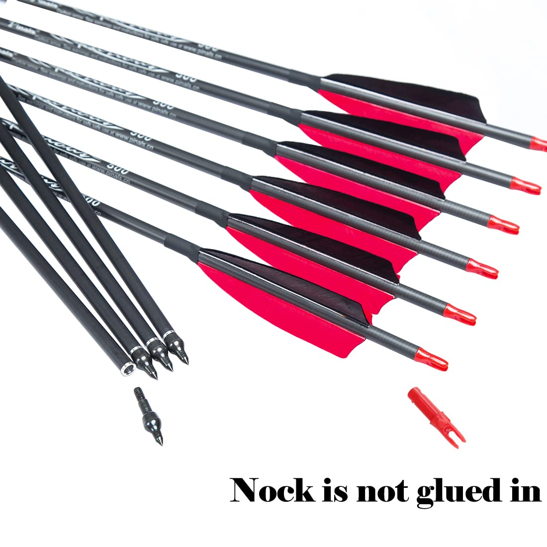 Pinals Archery 300 340 400 500 600 700 800 Spine Carbon Arrows for Compound Recurve Bow Traditional Longbow 30 32 Inch Shafts Hunting Target Feather Arrow 12PCS 700