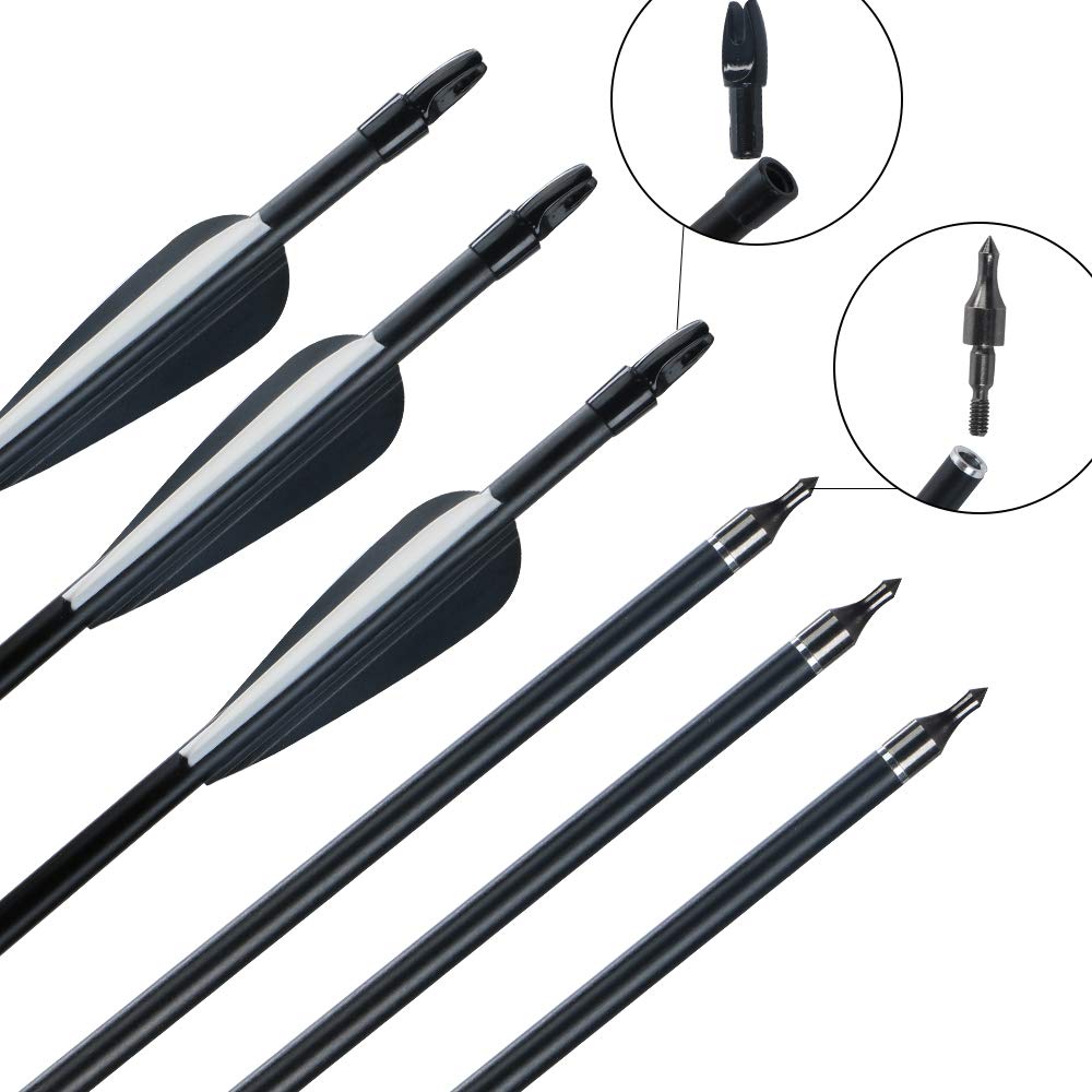 TOPARCHERY Archery 56" Takedown Recurve Bow and Arrow Set Metal Riser Right Hand Black Bow and Arrow Kit with 6Pcs Carbon Arrows Right Hand (35)