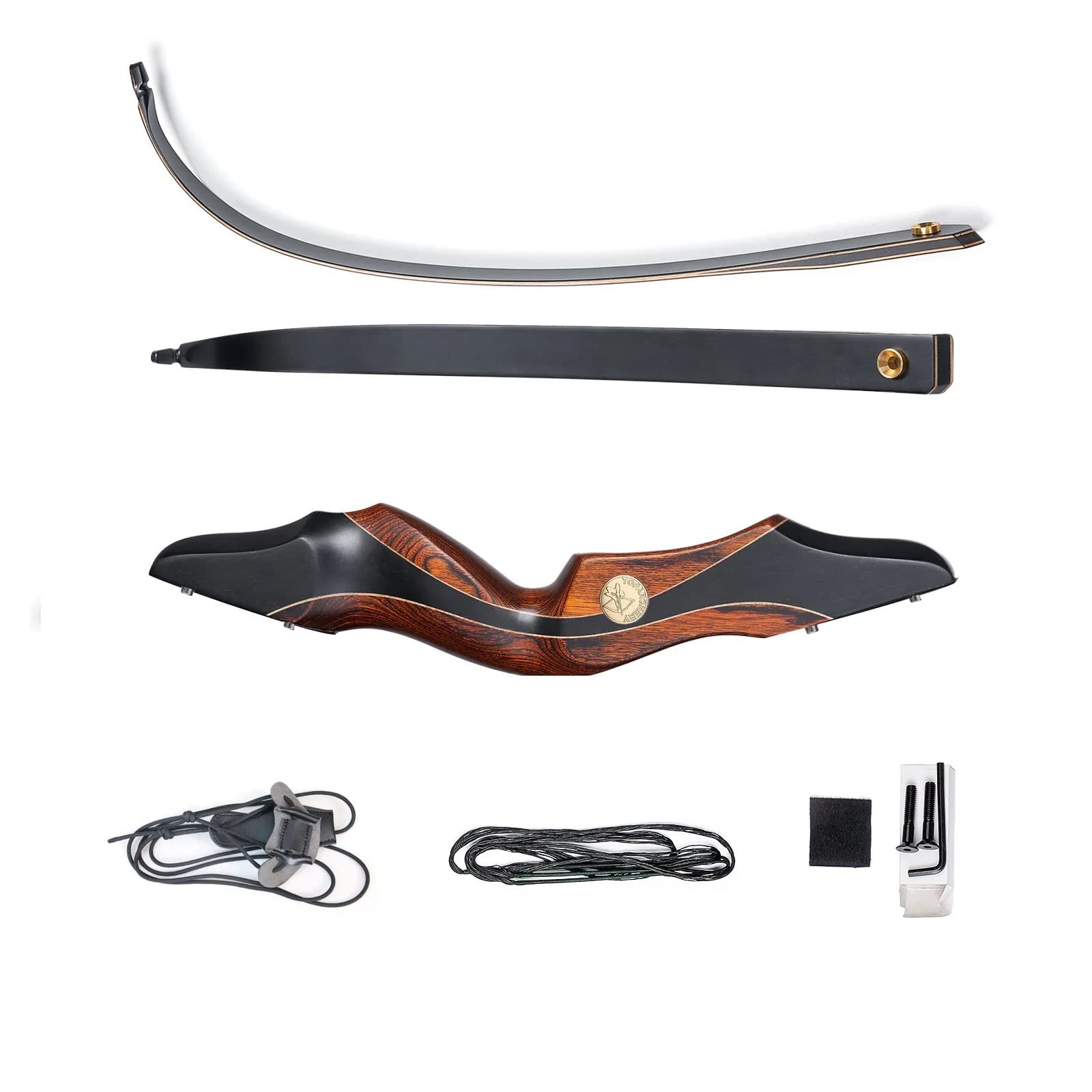 TOPARCHERY Archery 60" Takedown Hunting Recurve Bow for Adults Practice Competition Longbow with Stringer Tool Right Hand Black (30)