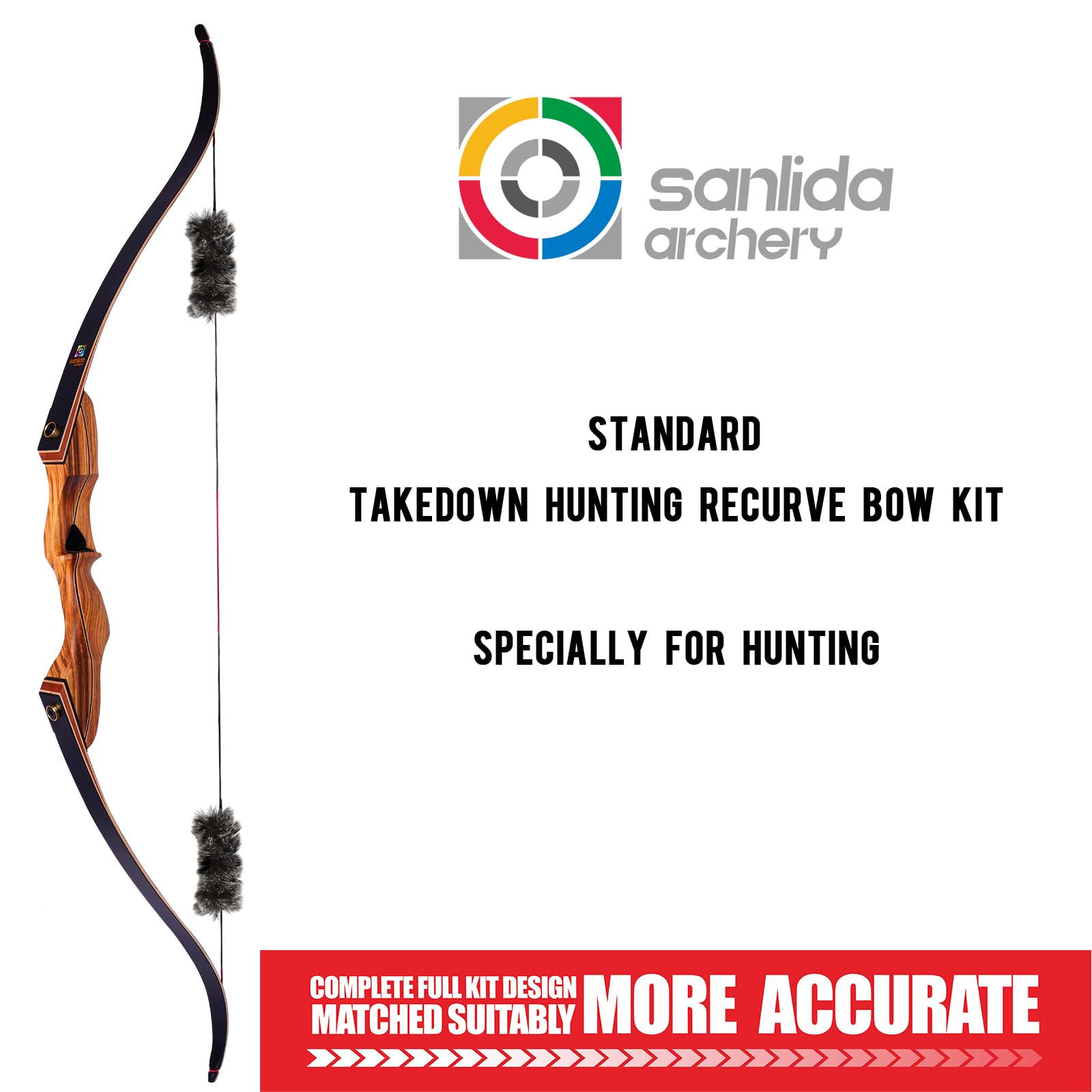 Sanlida Eagle X9 New 58” RTH Standard Hunting Recurve Bow and Arrow Set for Adults and Hunters, Wooden Takedown Recurve Bows Package for Outdoor, Hunting and Practice (50 Lbs, Right Hand)