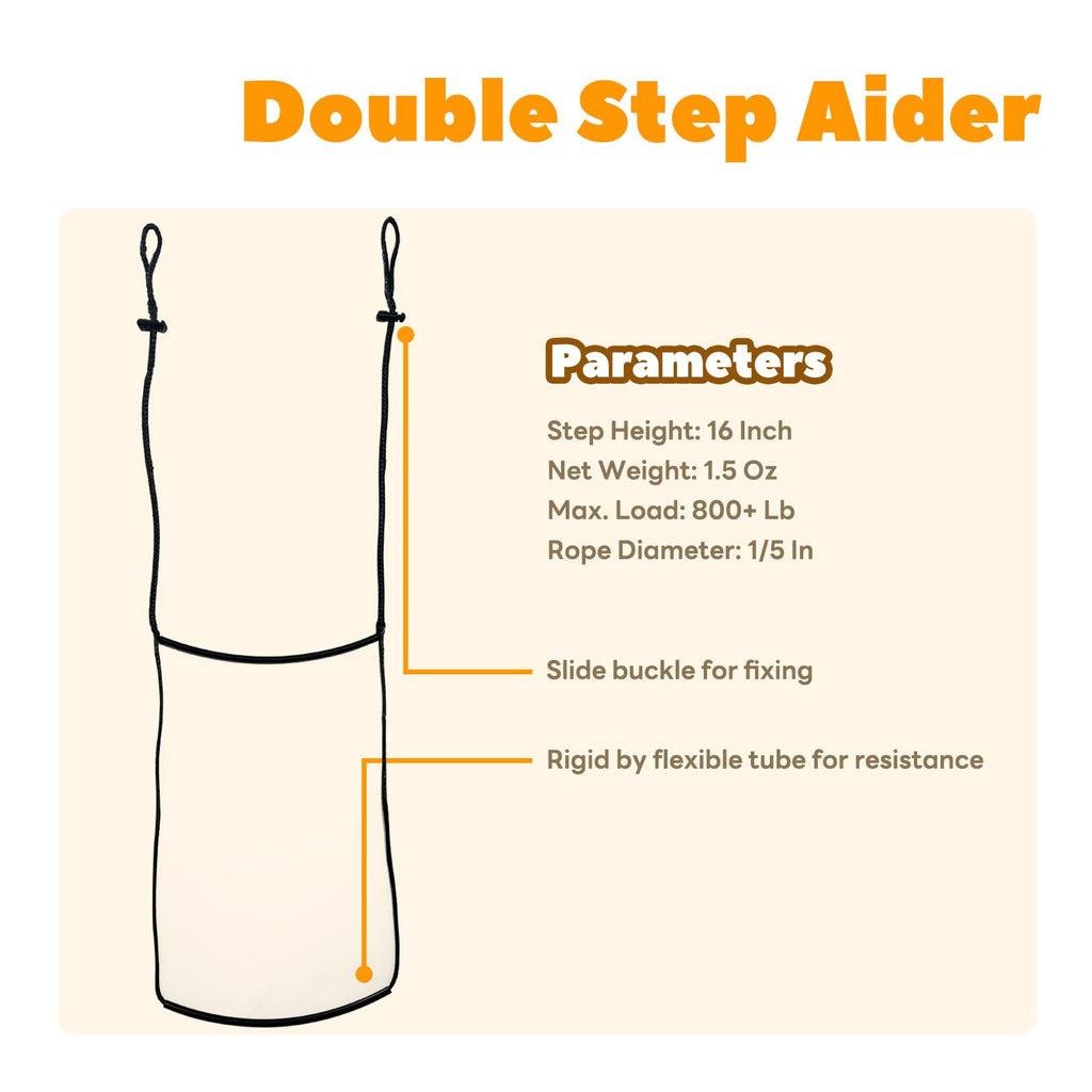 ZIVOXIA Climbing Stick Aider for Hunting, Daisy Chain Double Step Aider, Hand-Braided 1.5Ft Step Length Lightweight Rope Ladder Tree Stand Step - Weighs Only 2 Ounces
