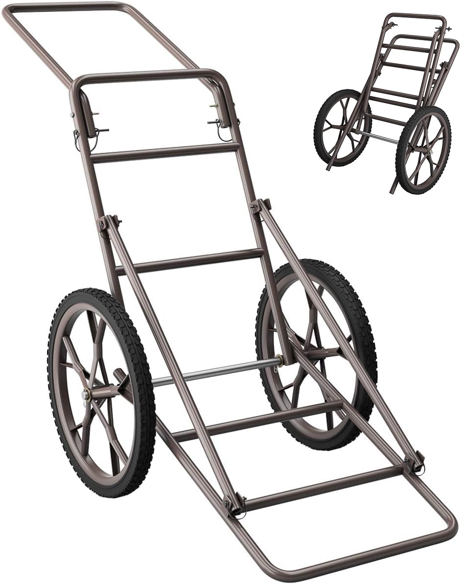 Goplus Folding Deer Cart, 500LBS Deer Hauler with Big Rubber Wheels, Heavy Duty Metal Hunting Game Cart for Animals, Firewood, Hiking, Fishing