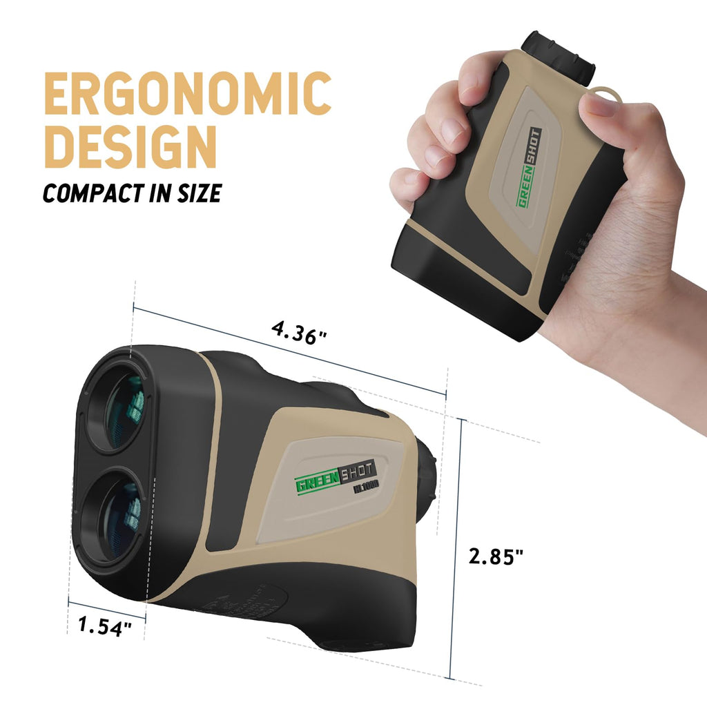 GREEN SHOT Range Finder for Hunting, 1200Y Golf Hunting Rangefinder, 6X Magnification Laser Rangefinder, Waterproof Range Finder for Hunter with Slope Mode, Free Battery, Carrying Case