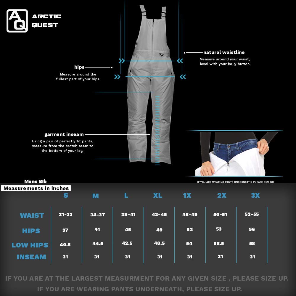 Arctic Quest Mens Insulated Snow and Ski Bib Overalls Snow Pants Snowboard Mens Overalls for Fishing, Hunting, Snowmobiling, Black Grey Camo, Medium