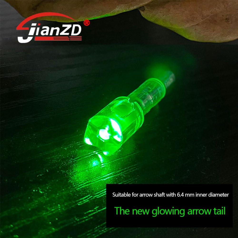 JIANZD 6PCS Lighted Nocks Universal Fit for Crossbow Bolts with .285”/.297”/.300”/.305” Bushings Half-Moon Light up Knocks-Green