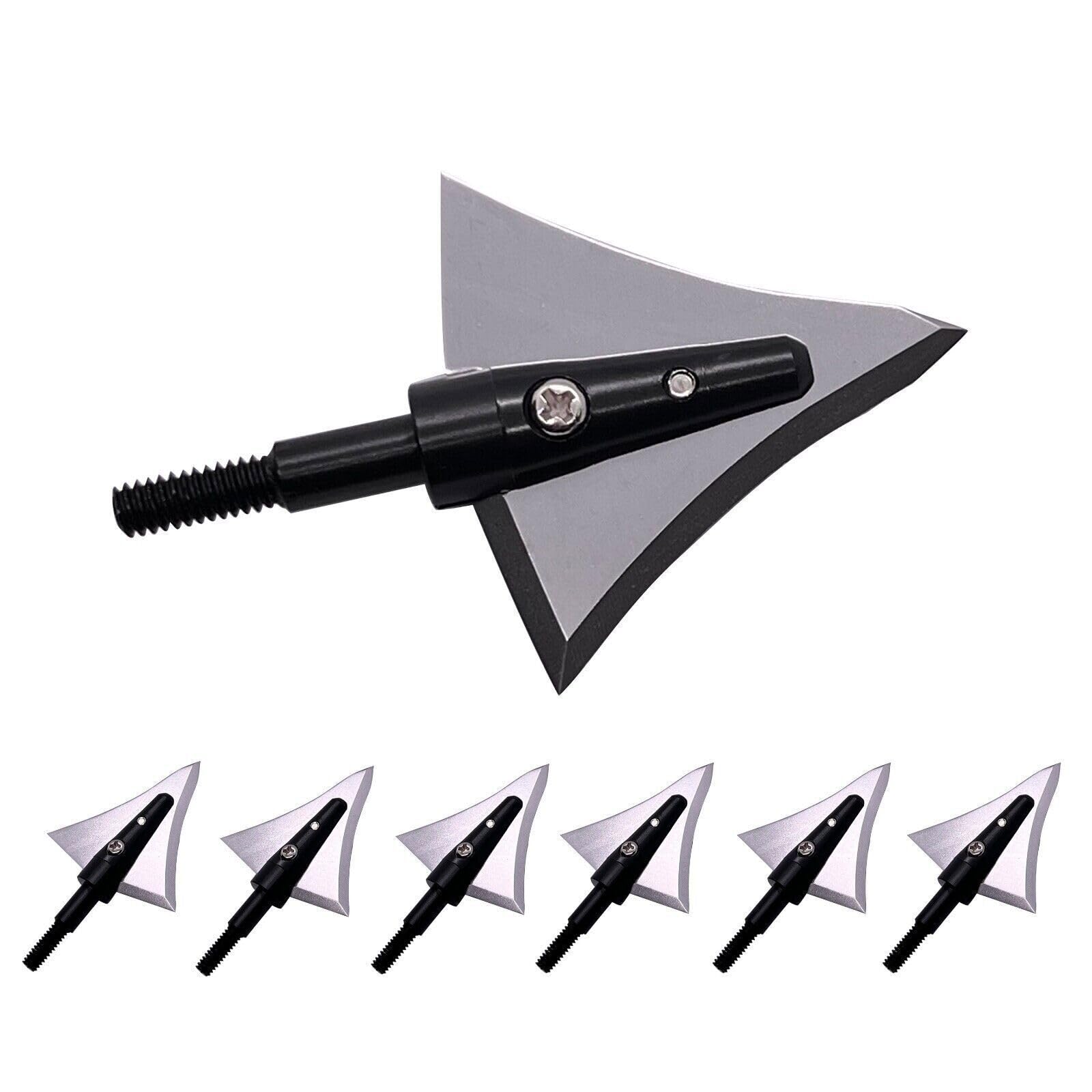 cqwsbsy 6PK Hunting Broadheads 125 Grain Fixed Blades Stainless Steel Right Bevel for Compound Bow Crossbow Recurve