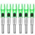 DEEPOWER X Lighted Nocks for Arrows .204”/.233”/.244”/.246” with ON/Off Switch 6-Pack with H, S, GT Bushings (Green-6Pack)