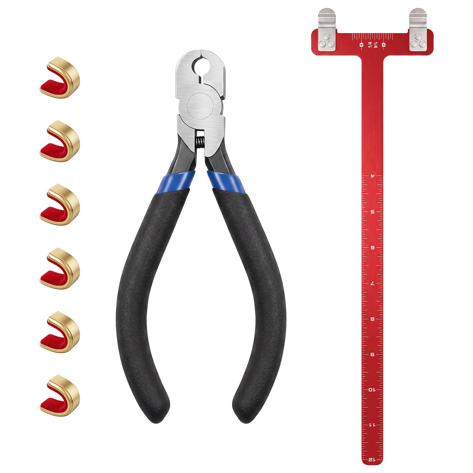 Zonon Bow String Nocking Points Pliers Strings Knock Set T Shape Bow Square Ruler Nocking Buckle Pliers Recurve Turning Kit Archery(Red)