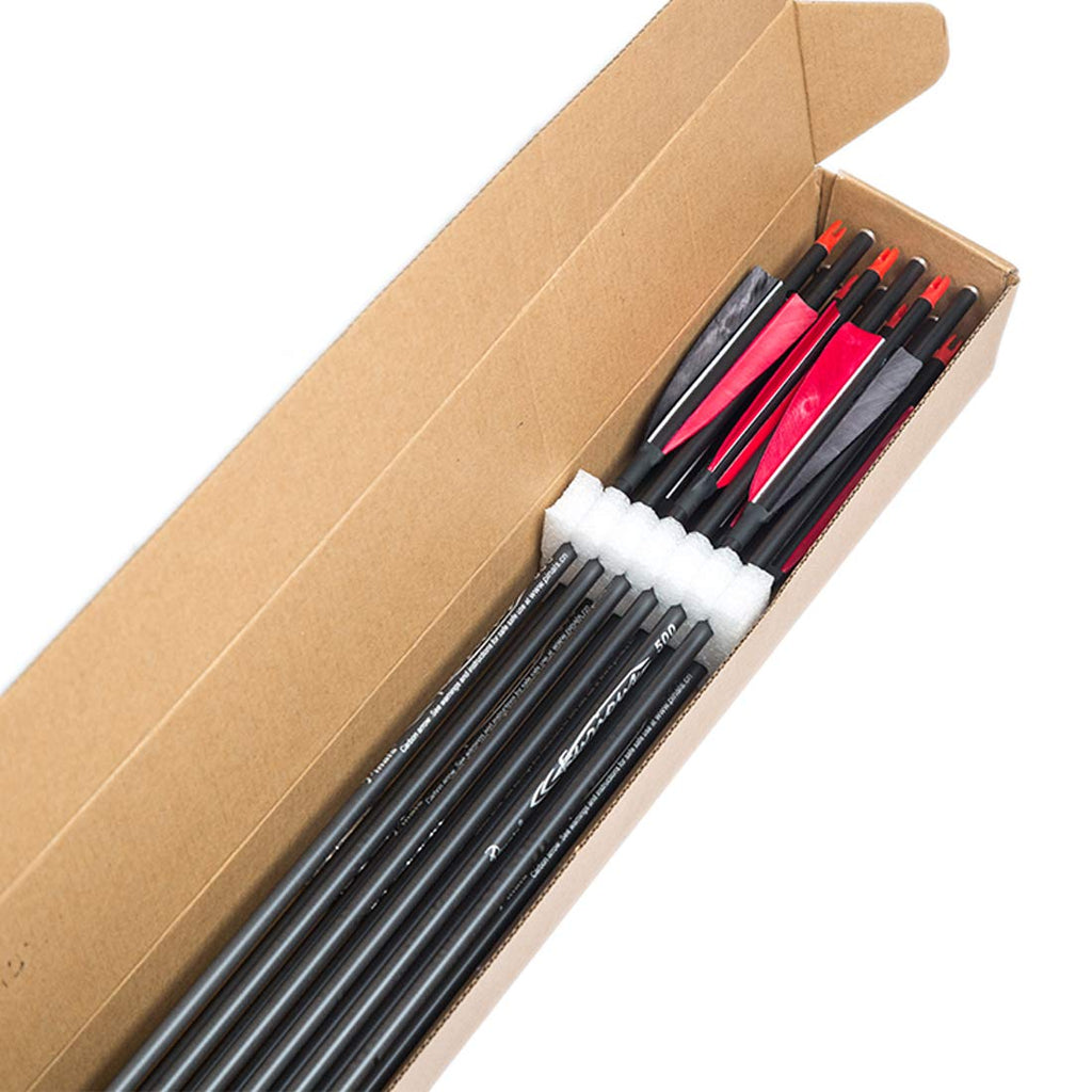Pinals Archery 300 340 400 500 600 700 800 Spine Carbon Arrows for Compound Recurve Bow Traditional Longbow 30 32 Inch Shafts Hunting Target Feather Arrow 12PCS 700