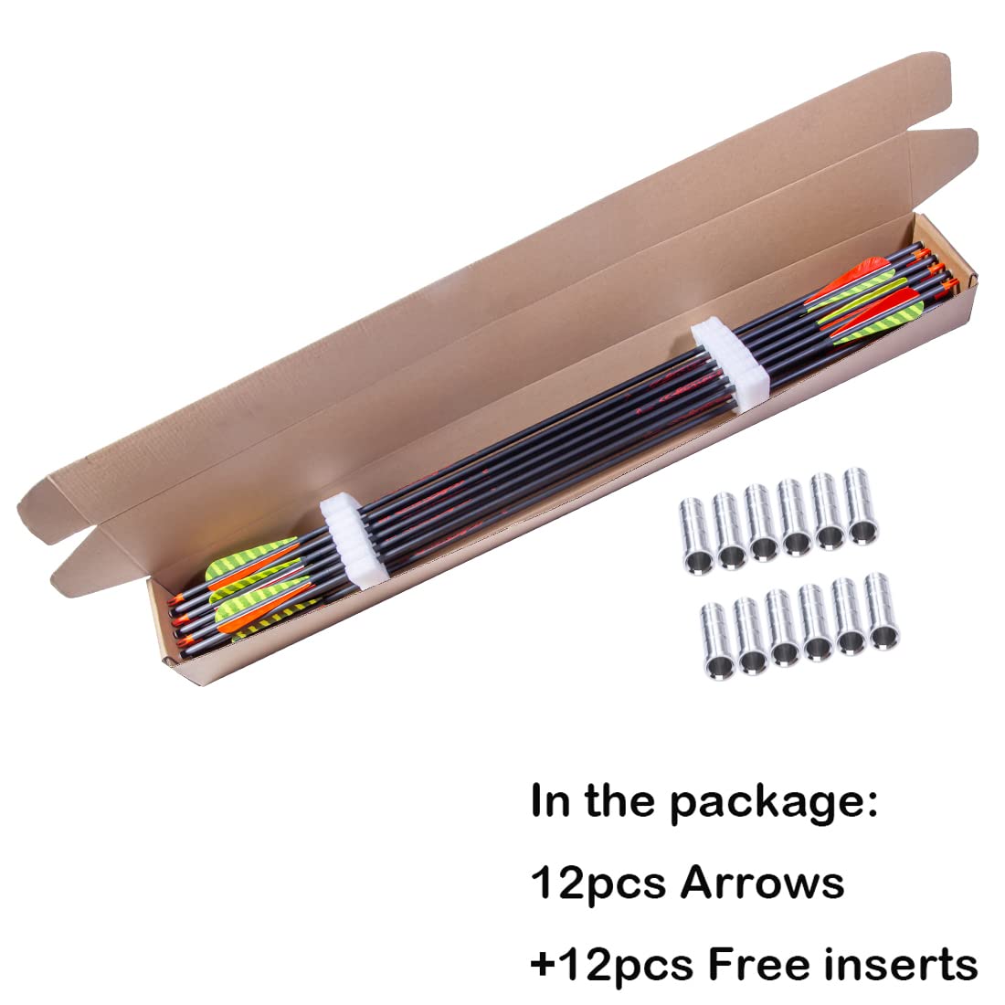 Pinals Traditional Archery 300 340 400 500 600 700 Spine Carbon Feather Arrows for Recurve Compound Bow Longbow Hunting Targets Arrow 12PCS 400 31"