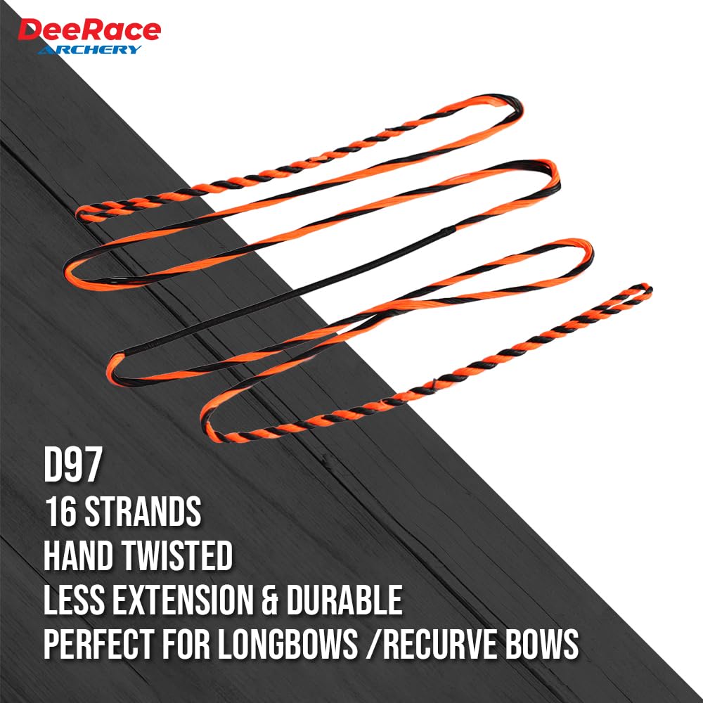 DEERACE D97 Flemish Fast Flight Bow String Replacement Bowstring for Traditional Longbow Recurve Bow (AMO 62" (Bow Length), Green)