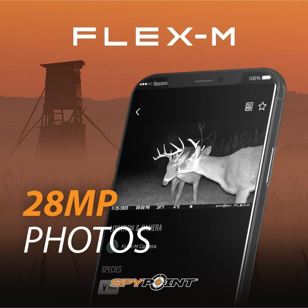 SPYPOINT Flex-M and SD Card Pack - Cellular Trail Cameras |Best Value in Hunting Accessories |No WiFi Needed & GPS-Enabled |Hunting Night Vision | IP65 Waterproof |28MP Photos, 720p Videos