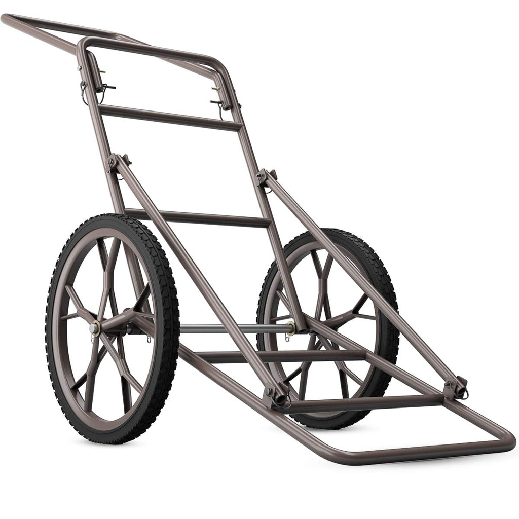 Goplus Folding Deer Cart, 500LBS Deer Hauler with Big Rubber Wheels, Heavy Duty Metal Hunting Game Cart for Animals, Firewood, Hiking, Fishing
