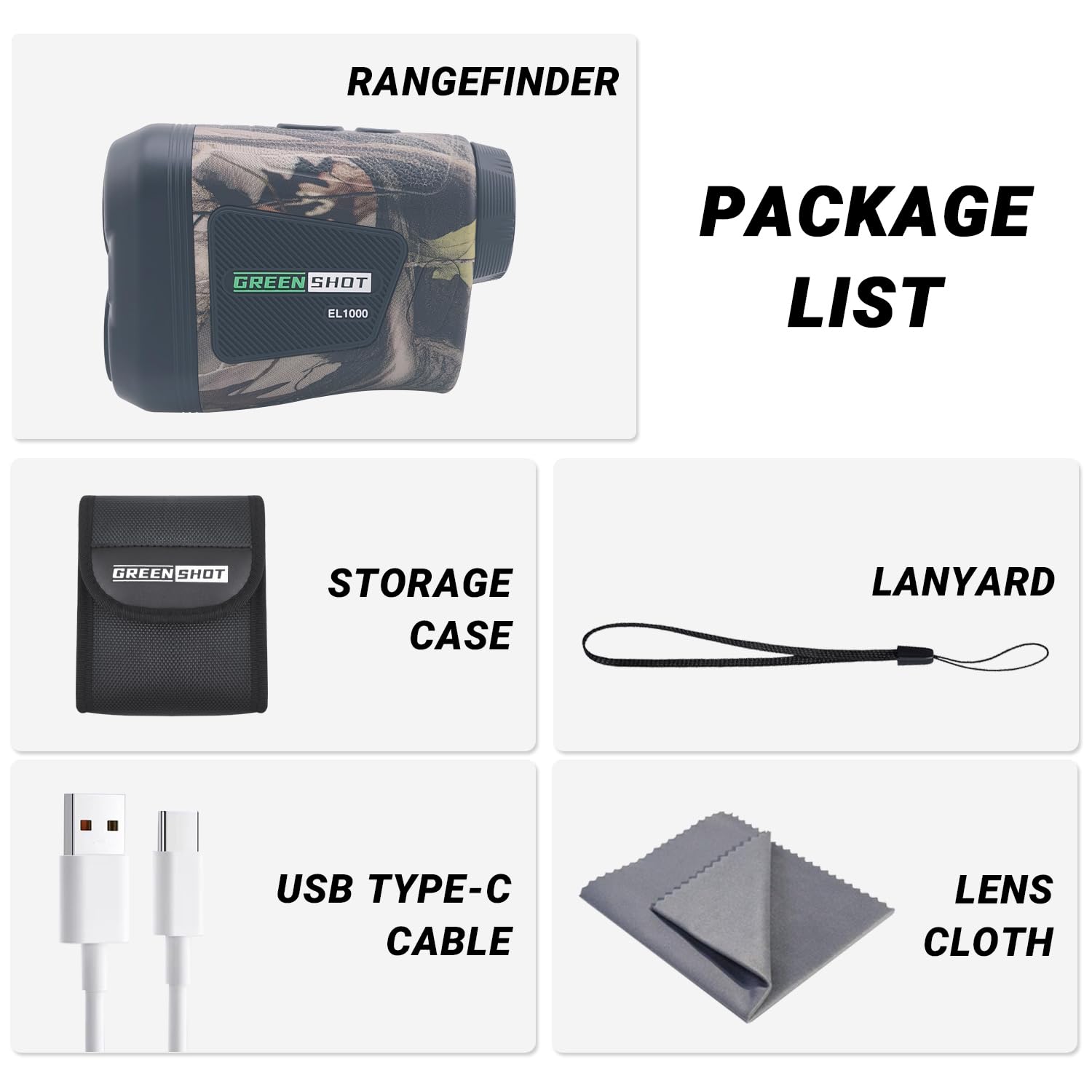 GREEN SHOT Range Finder for Hunting - 1200 Yards Golf Rangefinder with Slope Switch, Flag Lock, Speed Mode, Waterproof Rechargeable Hunting Range Finder, Ideal for Archery, Golf, Bow Hunter