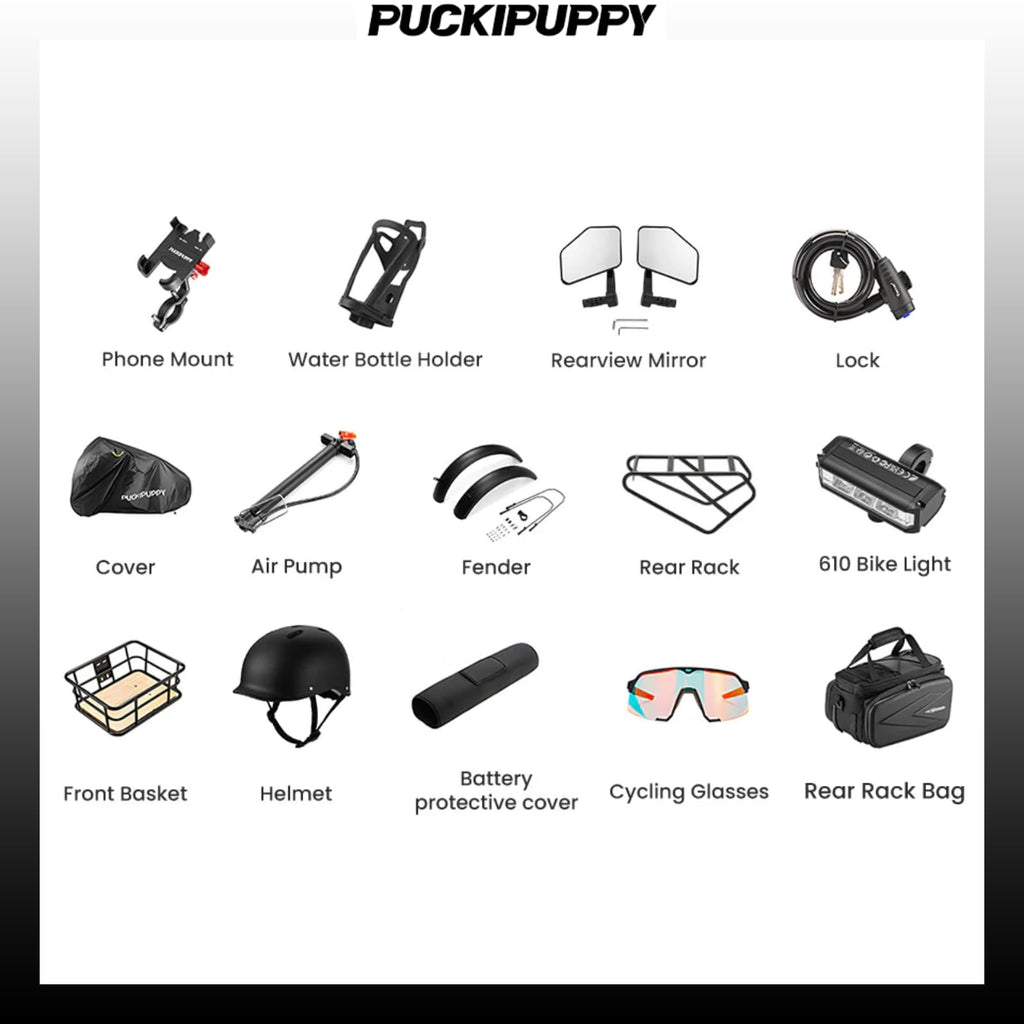 PUCKIPUPPY Electric Bike 1350W 28MPH, 48V 30Ah Battery 130 Miles Long Range Ebike with Luxury Accessory Ride Pack, Removable Display Electric Bicycle for Adults, Longest-Range Cycling (Bulldog Pro)