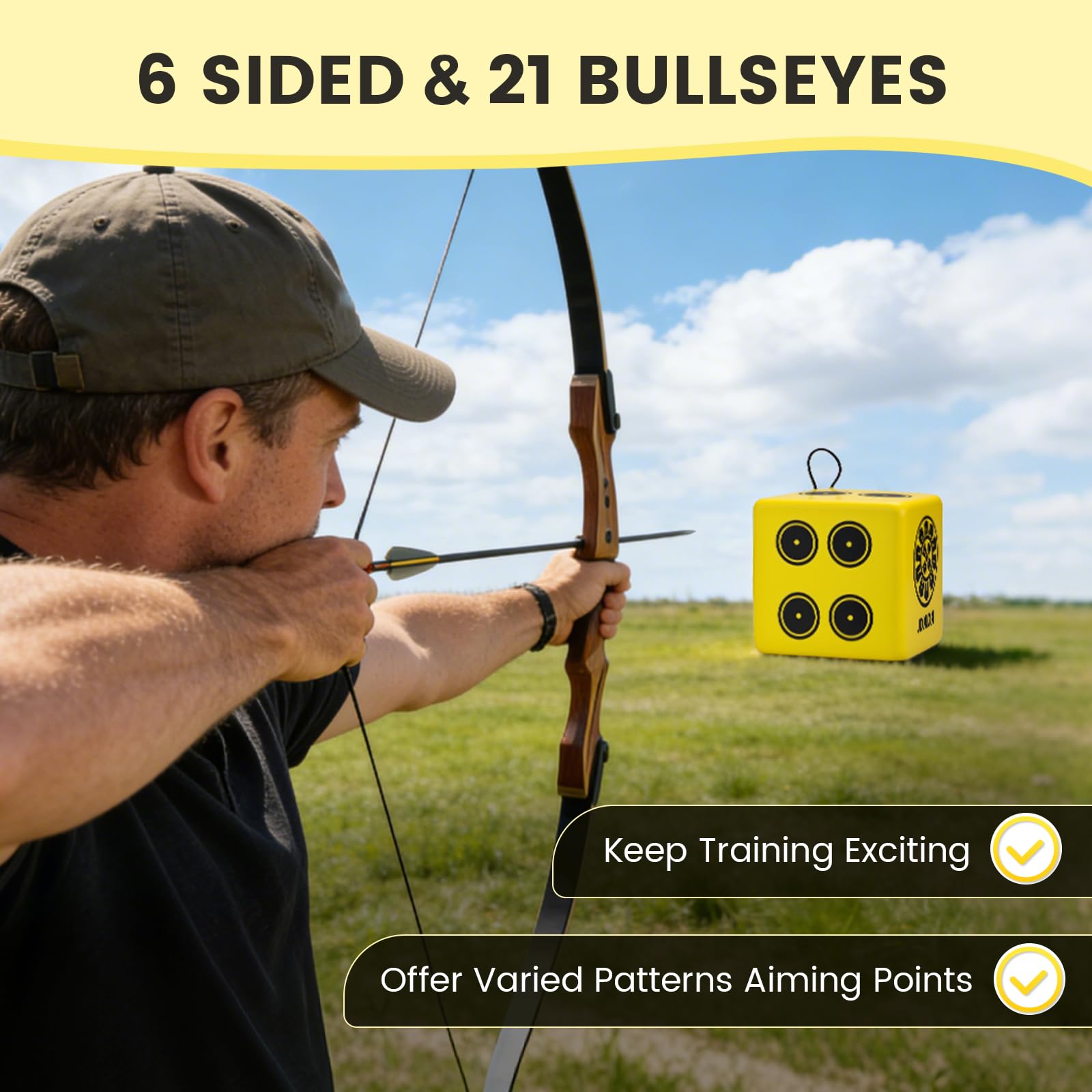 Kalkal Archery Target – 6-Sided Waterproof Archery Targets Block for 70 lb Bows, Portable Compound Bow Target with Carry Handle for Backyard & Outdoor Practice