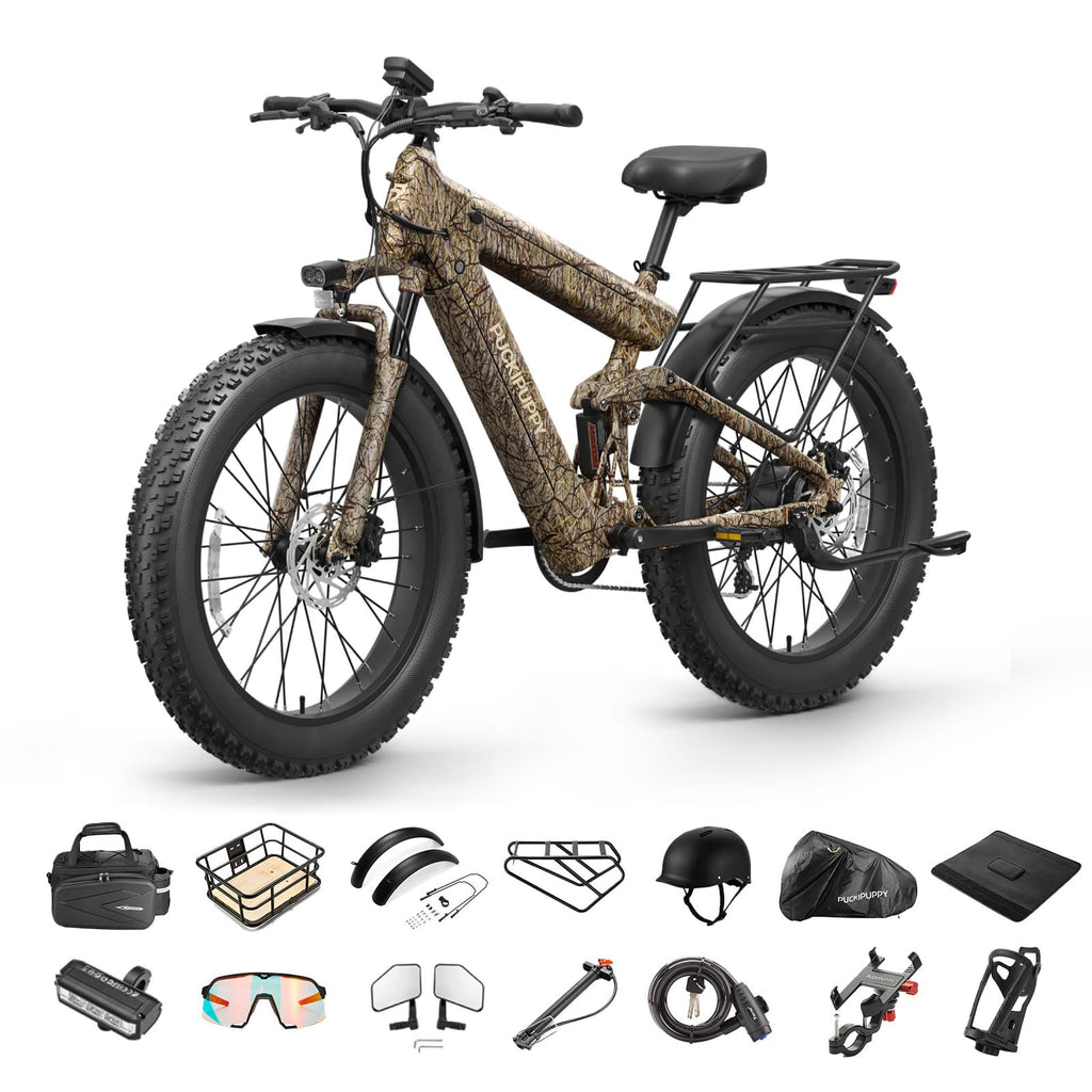 PUCKIPUPPY Electric Bike 1350W 28MPH, 48V 30Ah Battery 130 Miles Long Range Ebike with Luxury Accessory Ride Pack, Removable Display Electric Bicycle for Adults, Longest-Range Cycling (Bulldog Pro)