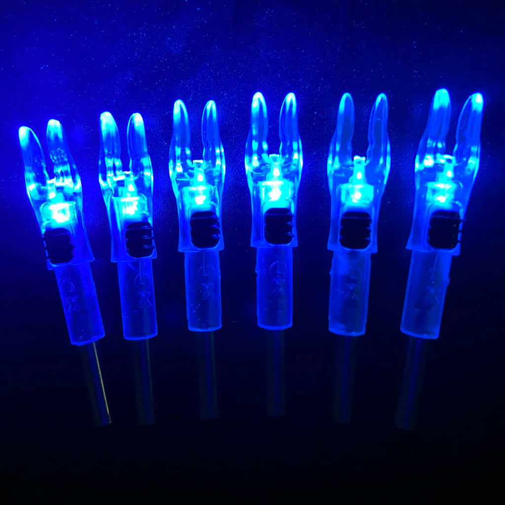 KEAUP 6PCS X Lighted Nocks for Arrows with .204 .233 .244 .246 Inside Diameter with H, S, GT Bushings High-Visibility LED Arrow Nocks, ON/Off Switch Included
