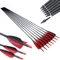 Pinals Archery 300 340 400 500 600 700 800 Spine Carbon Arrows for Compound Recurve Bow Traditional Longbow 30 32 Inch Shafts Hunting Target Feather Arrow 12PCS 700