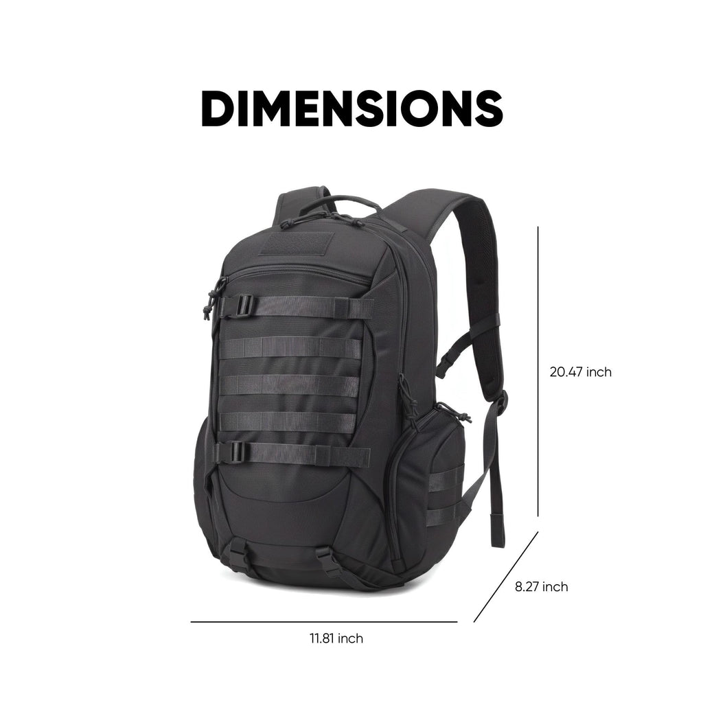 Fortune Edge 35L Tactical Backpack for Men, MOLLE Military Bug Out Bag, Waterproof Rucksack for Hiking with Hydration Port Black