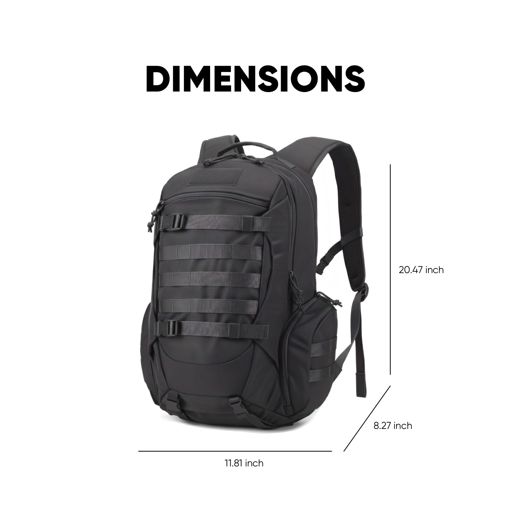 Fortune Edge 35L Tactical Backpack for Men, MOLLE Military Bug Out Bag, Waterproof Rucksack for Hiking with Hydration Port Black
