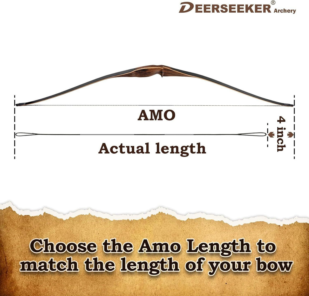 Deerseeker Flemish D97 Bow String Handmade Twist Bowstring 16 Strands 54-70in Fast Flight for Traditional Longbow Recurve Bow Replacement Archery Accessories (Brown+Black, AMO 64"(Actual Length 60"))