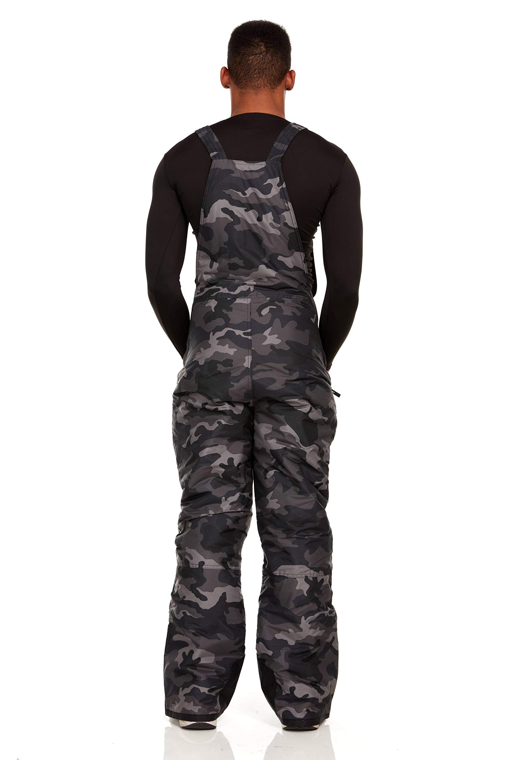 Arctic Quest Mens Insulated Snow and Ski Bib Overalls Snow Pants Snowboard Mens Overalls for Fishing, Hunting, Snowmobiling, Black Grey Camo, Medium