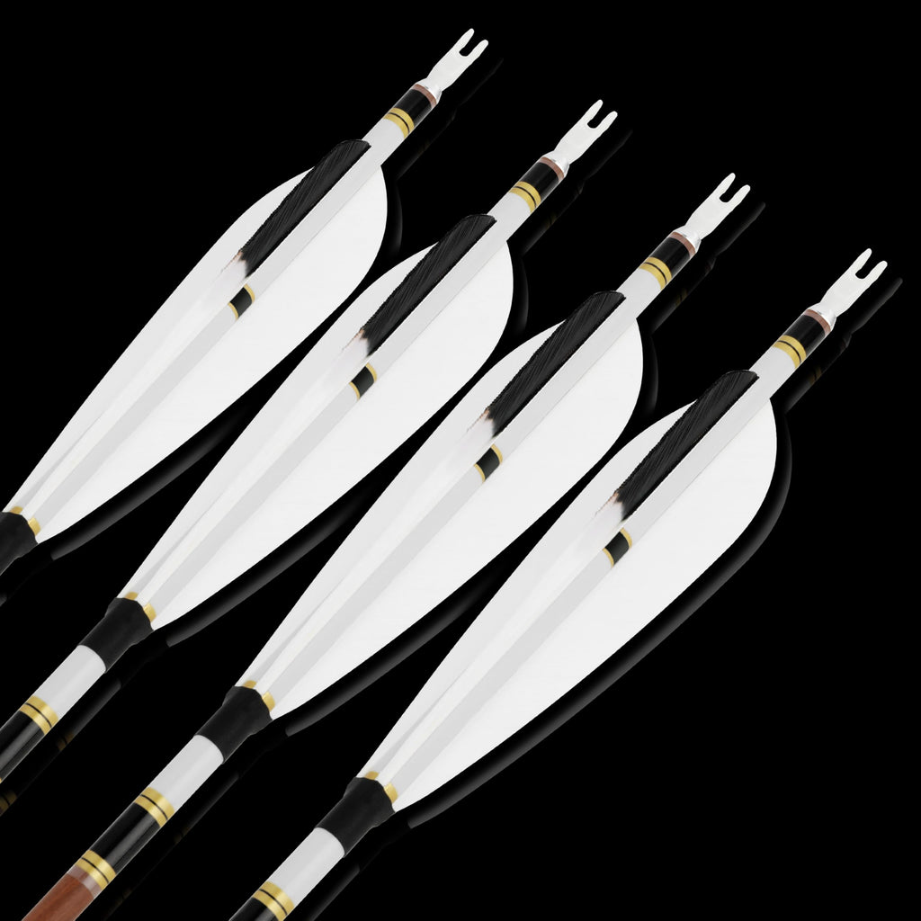 ZSHJGJR 31" Carbon Arrows Spine 340 400 500 600 Archery Hunting Arrows with Natural Feather Removable Tips Targeting Arrows for Compound & Recurve & Traditional Bow 6/12pcs (Spine 400, 12pcs)