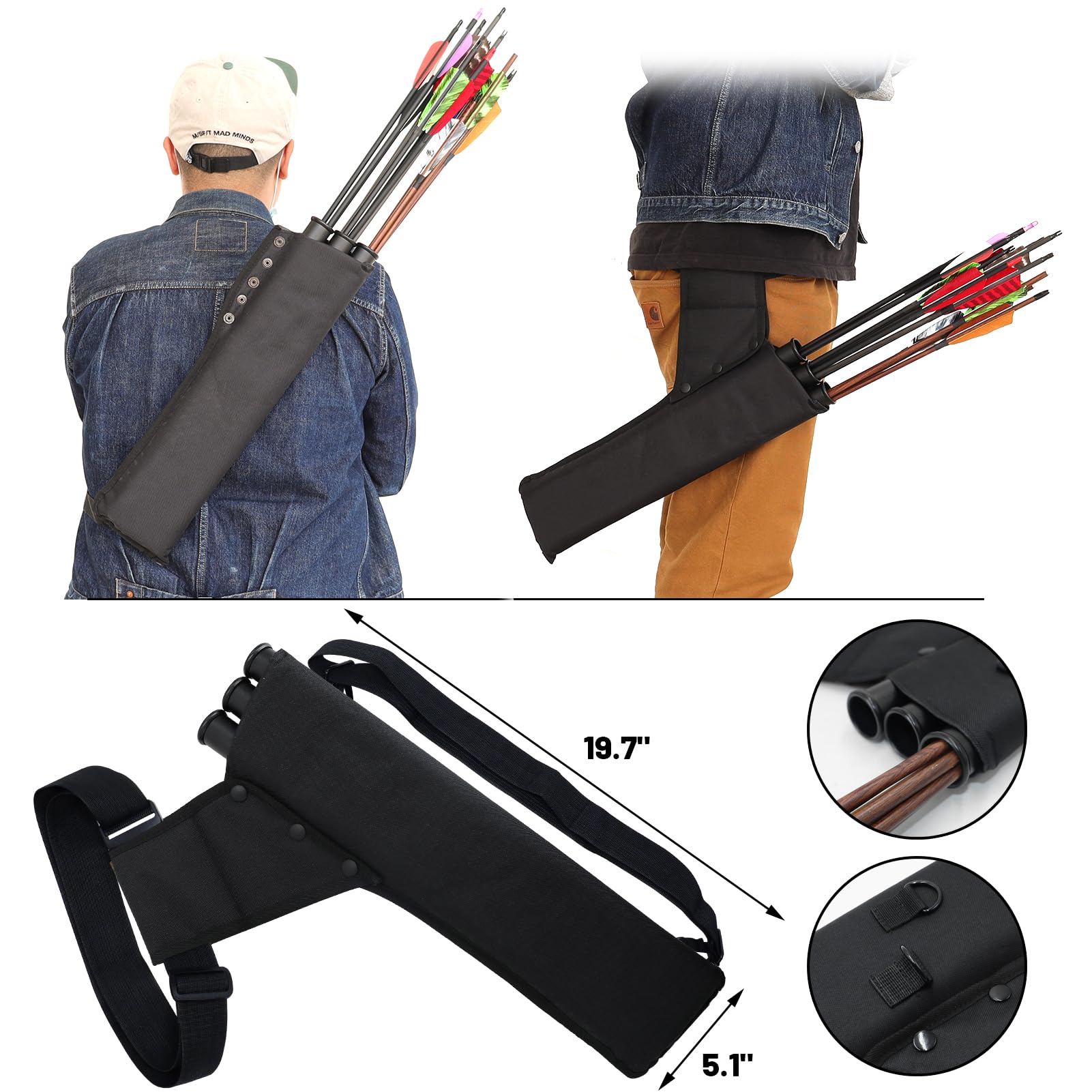 Black Hunter 60 inch Archery Recurve Bow and Arrows Set for Adults with 12 Pcs Carbon Arrows 20-60lb Recurve Hunting Bow for Adults and Beginners to Advanced Outdoor Practice (40 lbs)