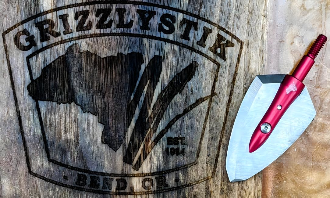GRIZZLYSTIK Overkill Maasai Single Bevel Broadheads, Razor Sharp, Premium Stainless Steel Blades, Convex Edge, 1 1/8" Wide Cut, 25° Single Bevel, 54 HRC, 200 Grains, 3-Pack