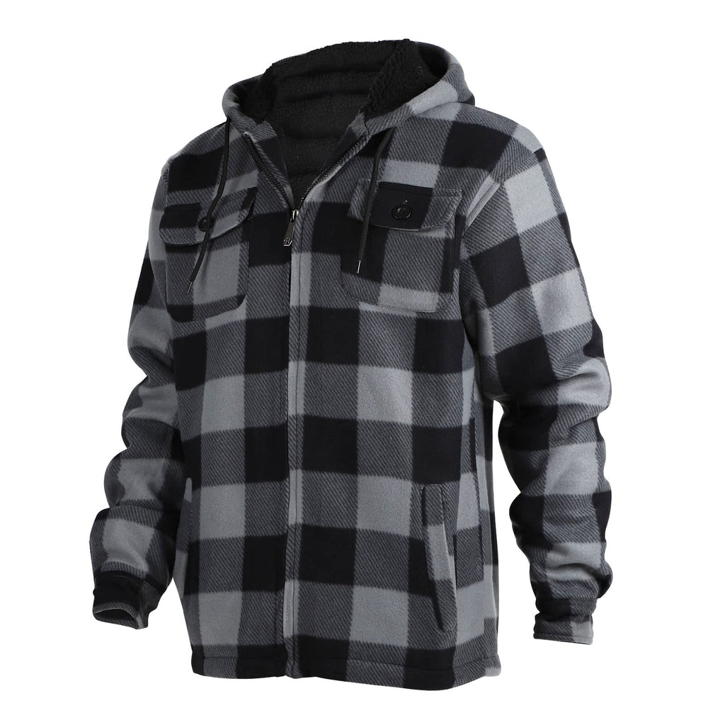 Gary Com Heavy Thick Flannel Plaid Jacket Sherpa Fleece Lined Hoodies for Men Zip Up Winter Warm Coat Buffalo Zipper Sweatshirt